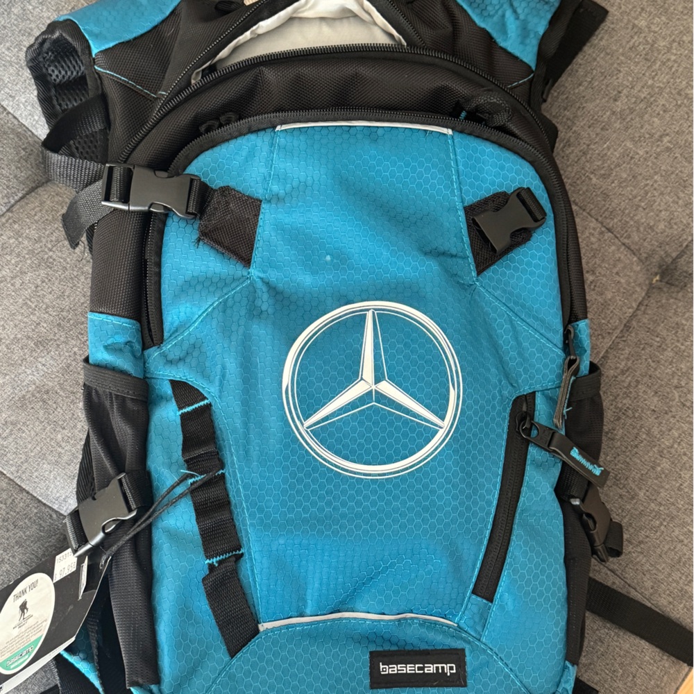 Backpack with Mercedes logo and water pack included